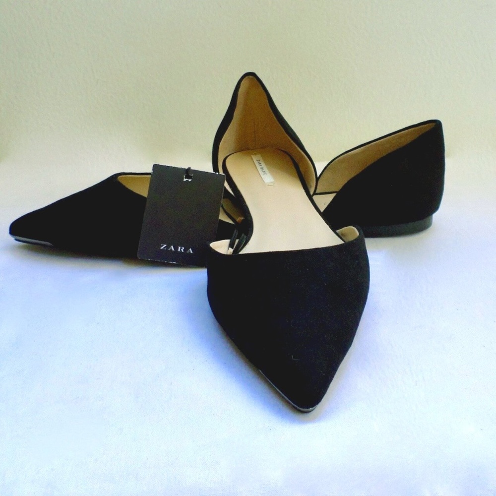 Zara D'Orsay Flats With Metal Detail Size 10